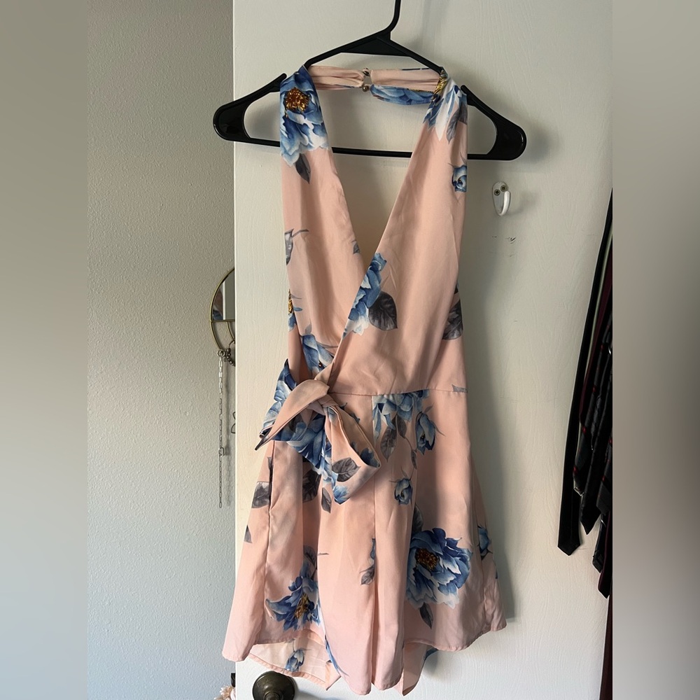 Pink floral romper